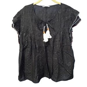 ACOS&A Black Blouse with Tassles and Detailing Large